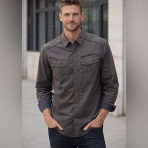 Guess Men's Charcoal button down shirt